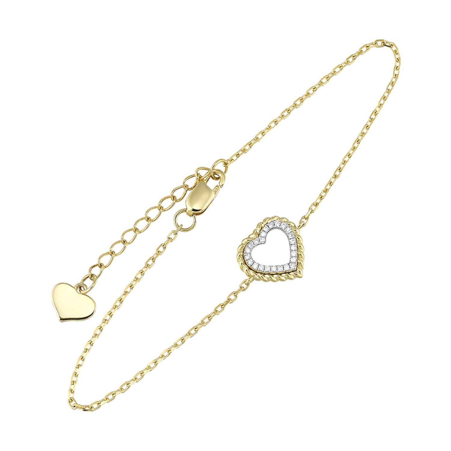 HOLIDAY GIFT GUIDE - 13g- 14K YELLOW GOLD Diamond Heart bracelet