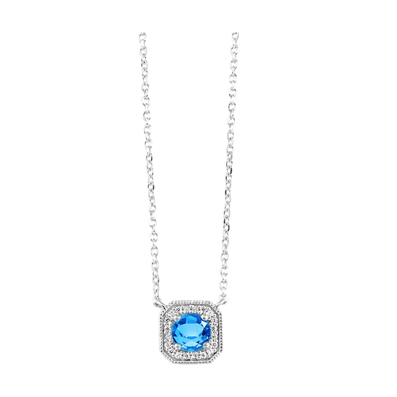 HOLIDAY GIFT GUIDE - 14a- 10K white GOLD blue topaz and diamond pendant