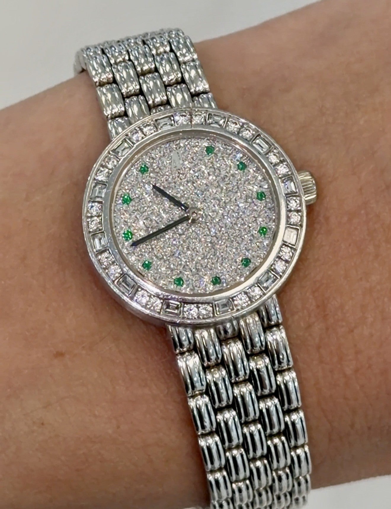 Audemars Piguet White Gold Joaillerie Factory Set Diamond & Emerald Watch Ref. 79315BC