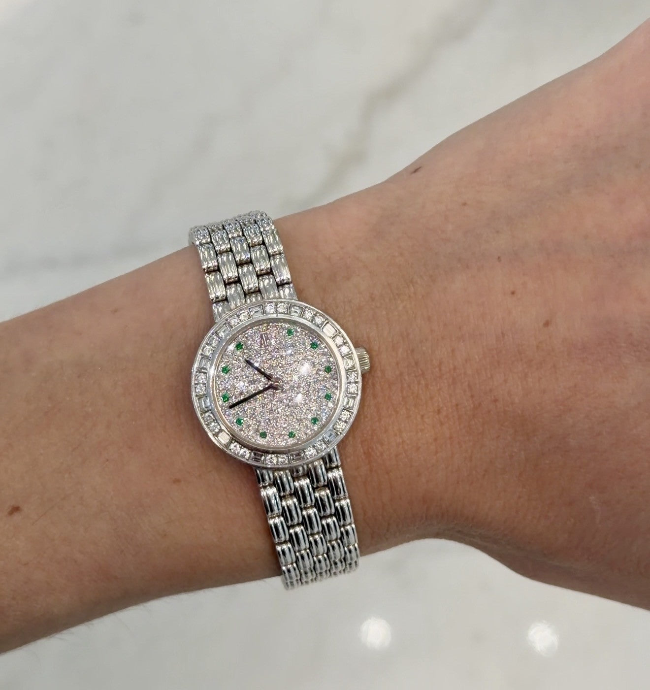 Audemars Piguet White Gold Joaillerie Factory Set Diamond & Emerald Watch Ref. 79315BC