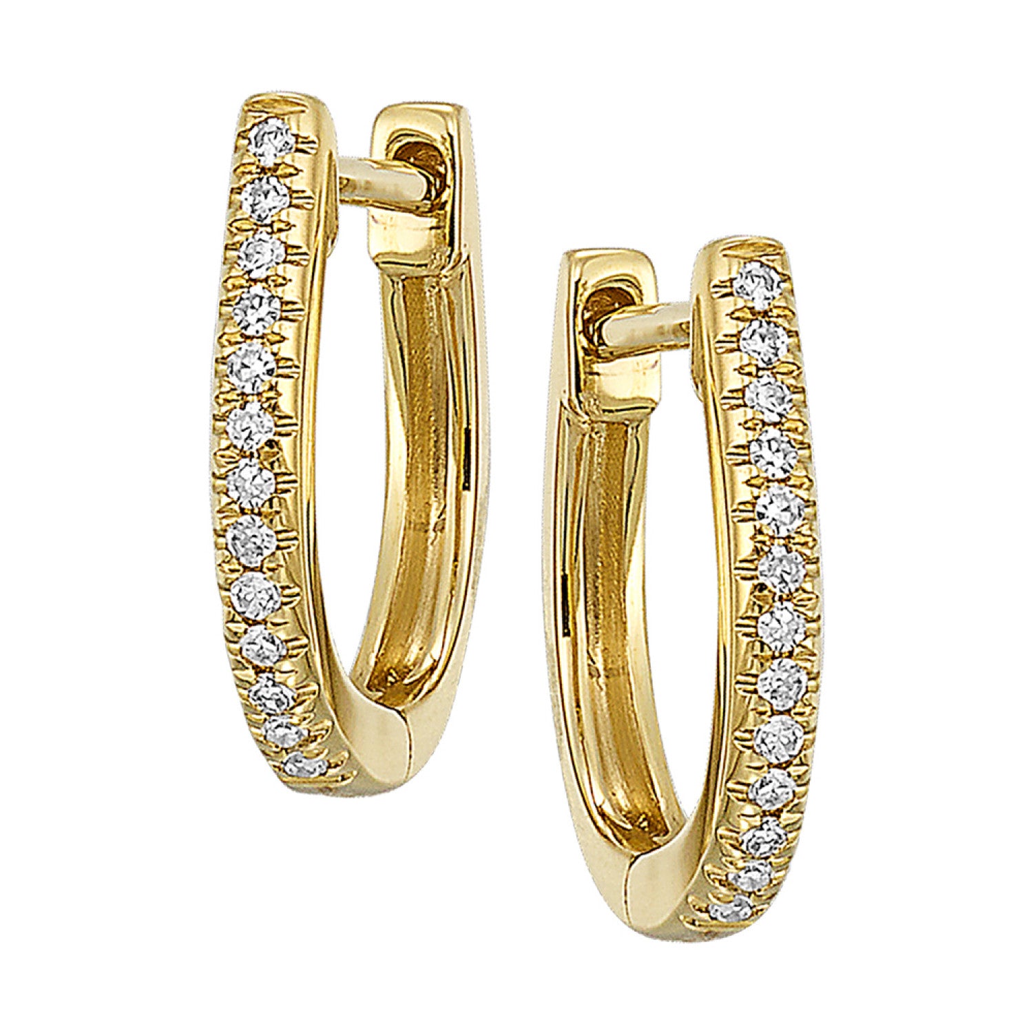 HOLIDAY GIFT GUIDE - 6h - 14K yellow Gold 1/15ctw diamond hoop earrings