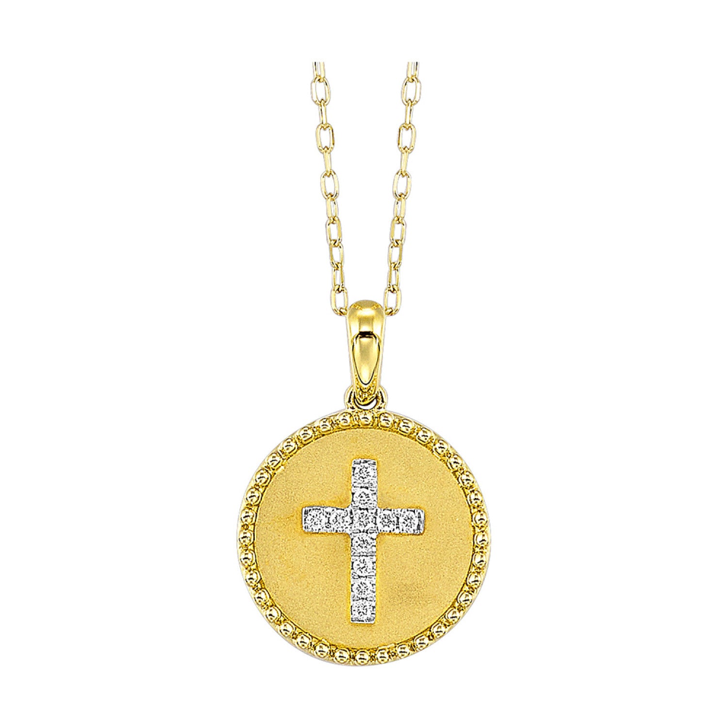 HOLIDAY GIFT GUIDE - 7f - 14K YELLOW GOLD 1/12CTW Diamond CROSS Necklace