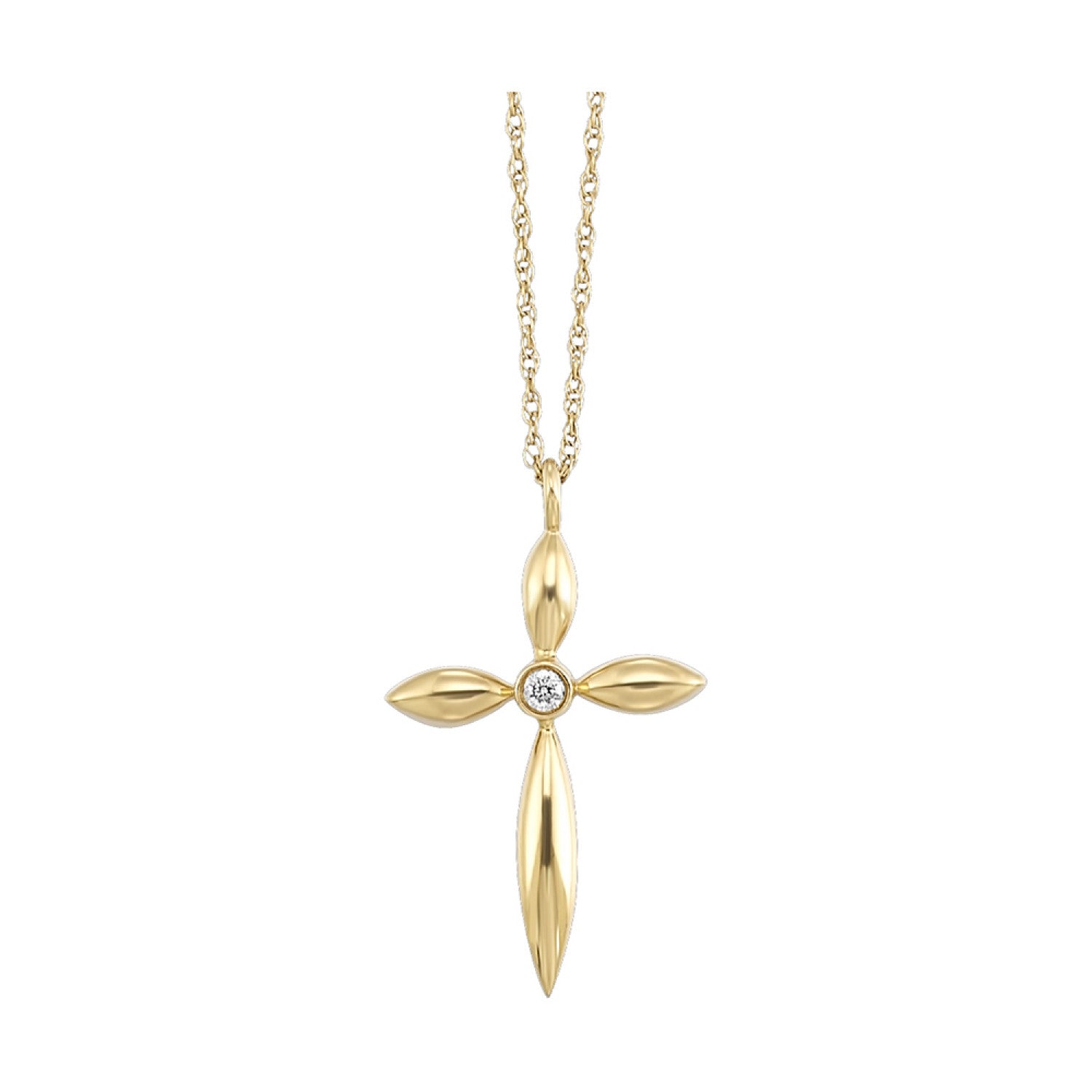 HOLIDAY GIFT GUIDE - 7g - 10K YELLOW GOLD 1/50CTW Diamond CROSS Necklace