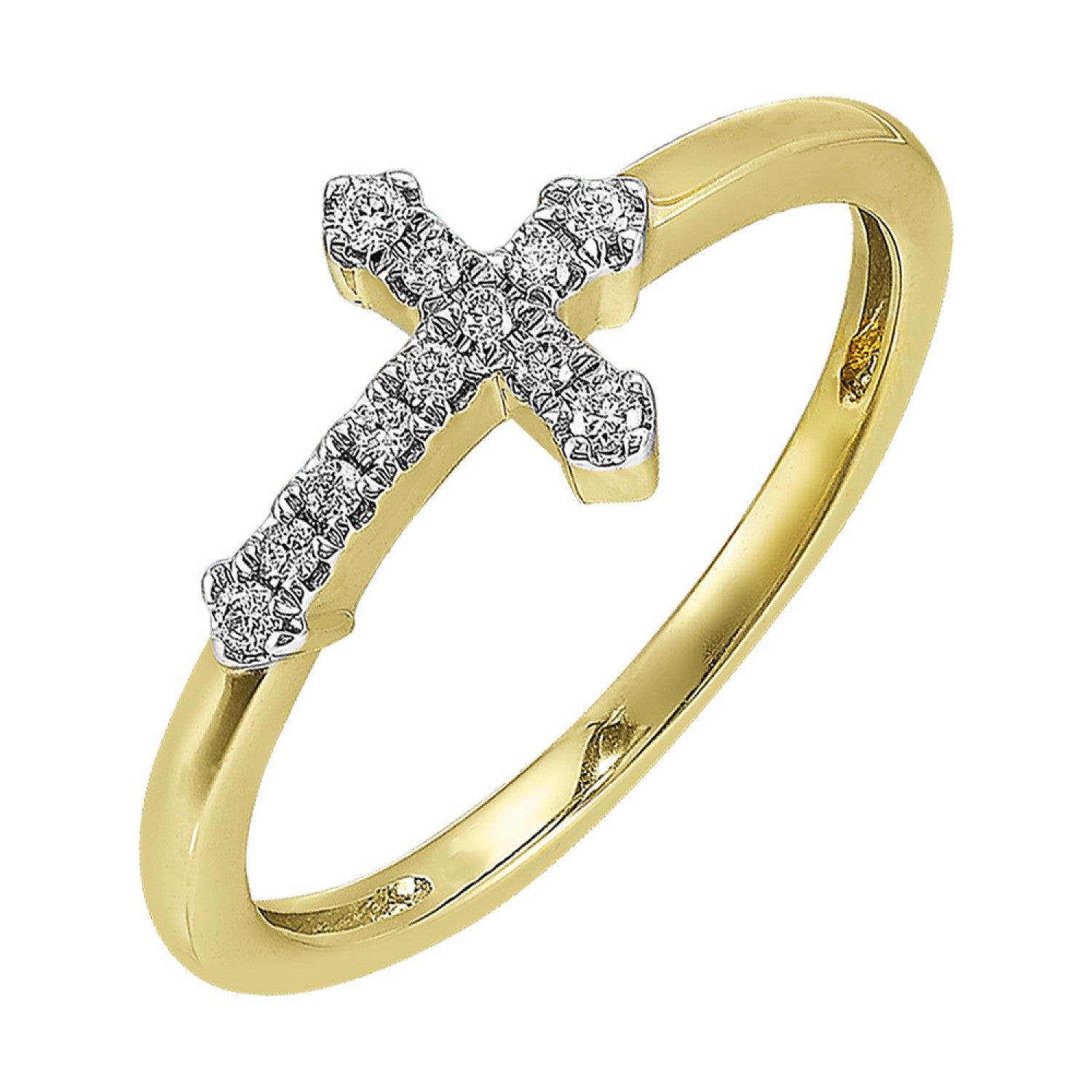 HOLIDAY GIFT GUIDE - 7m - 14K YELLOW GOLD 1/10CTW Diamond cross ring