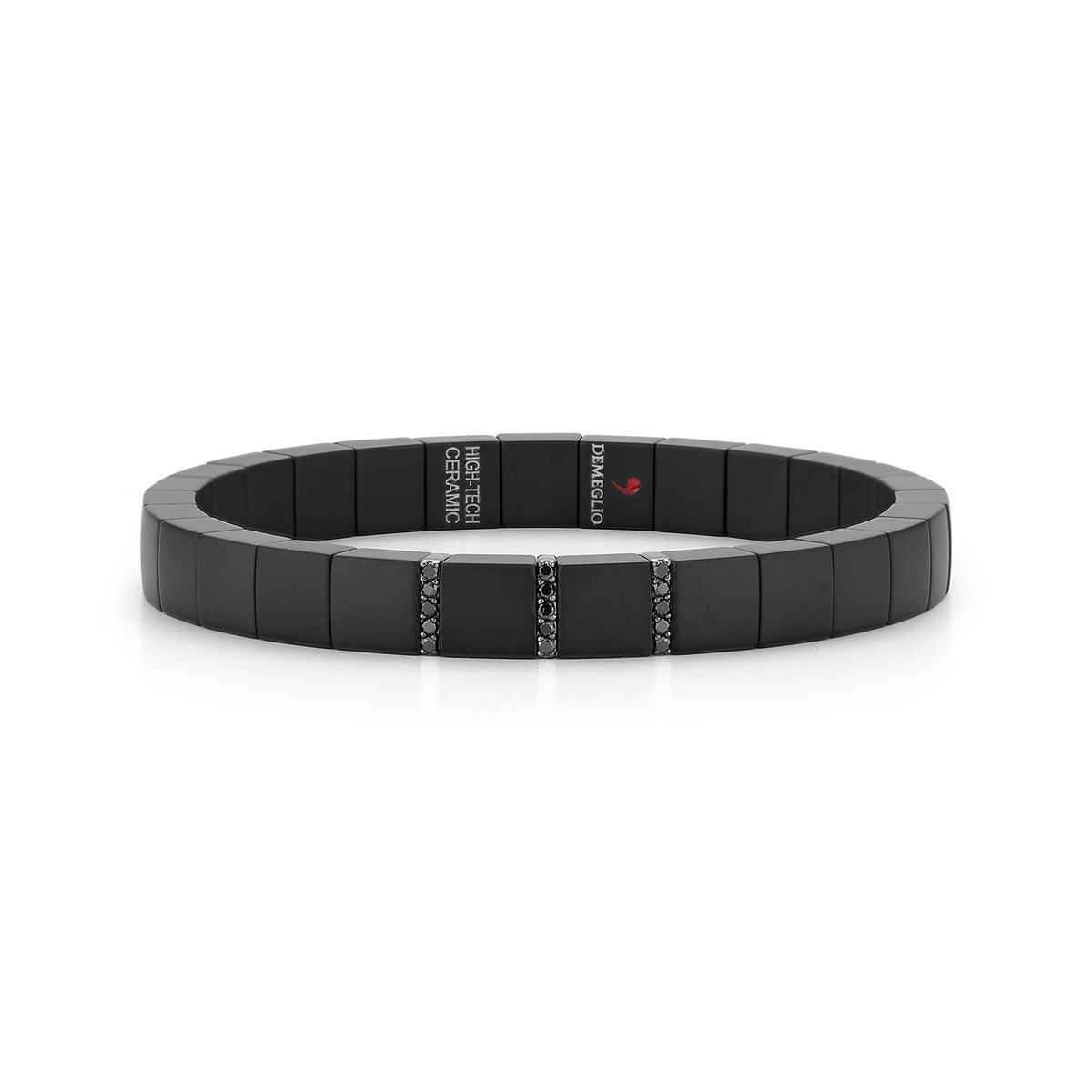 Men's Ceramic and Black Diamond Stretch Demeglio Bracelet