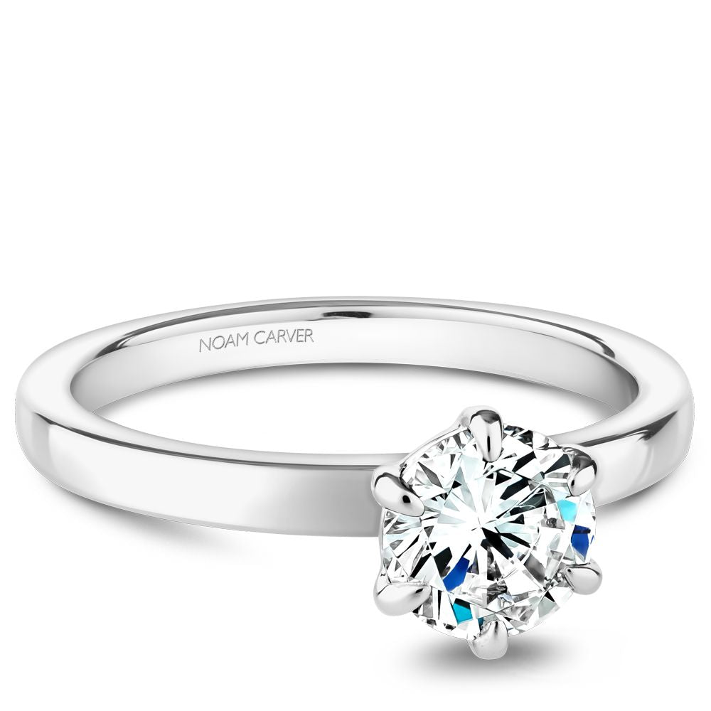 Noam Carver 14K White Gold Round Solitaire Engagement Ring B245-01A