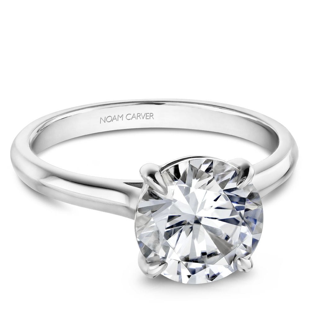 Noam Carver 14K White Gold Round Solitaire Engagement Ring b353-01A