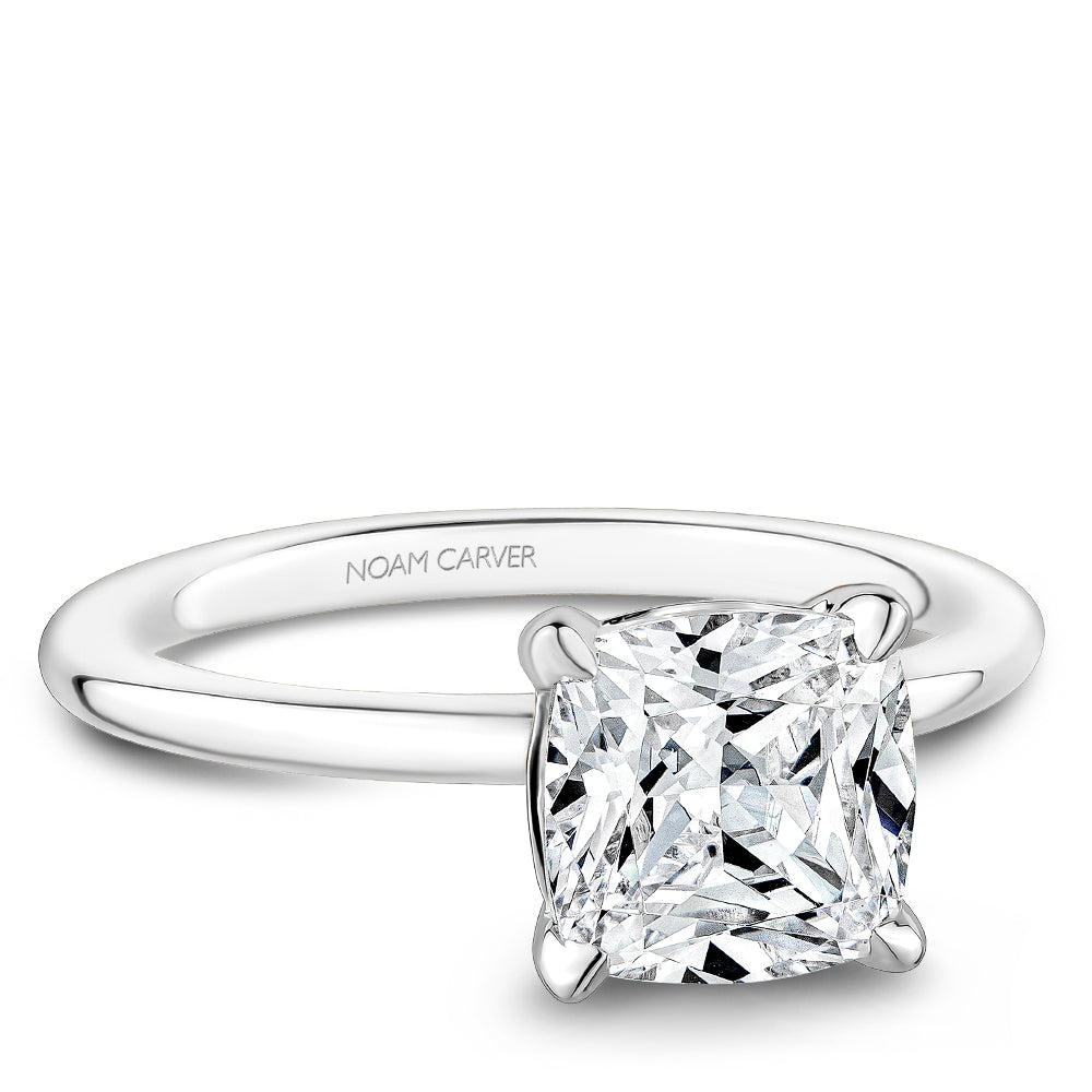 Noam Carver 14K White Gold Cushion Solitaire Engagement Ring B371-04A