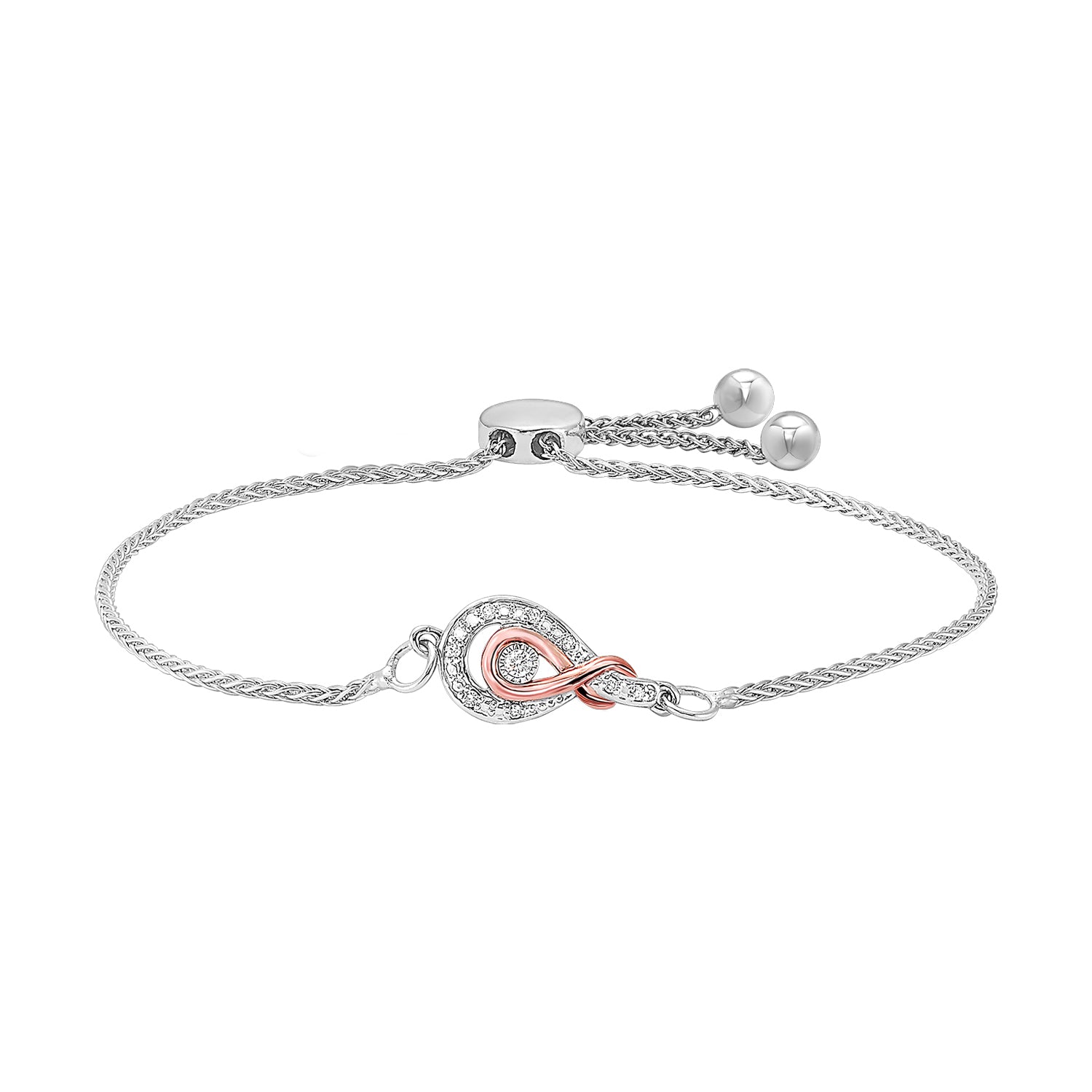 Gold Silver White Rose Diamond 1/20Ctw Bracelet