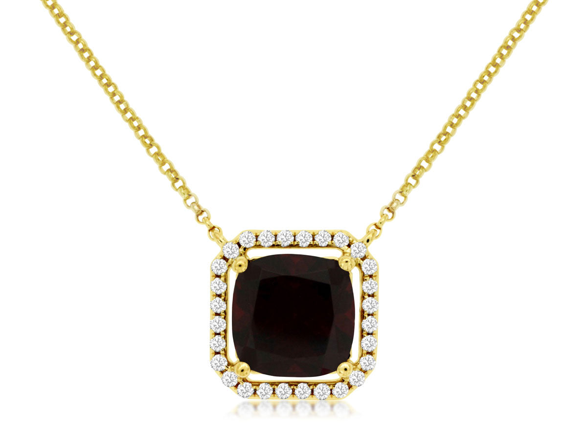 14K Yellow Gold Necklace with 2.70ct Garnet