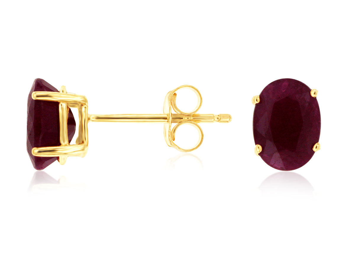 14K Yellow Gold Ruby Stud Earrings