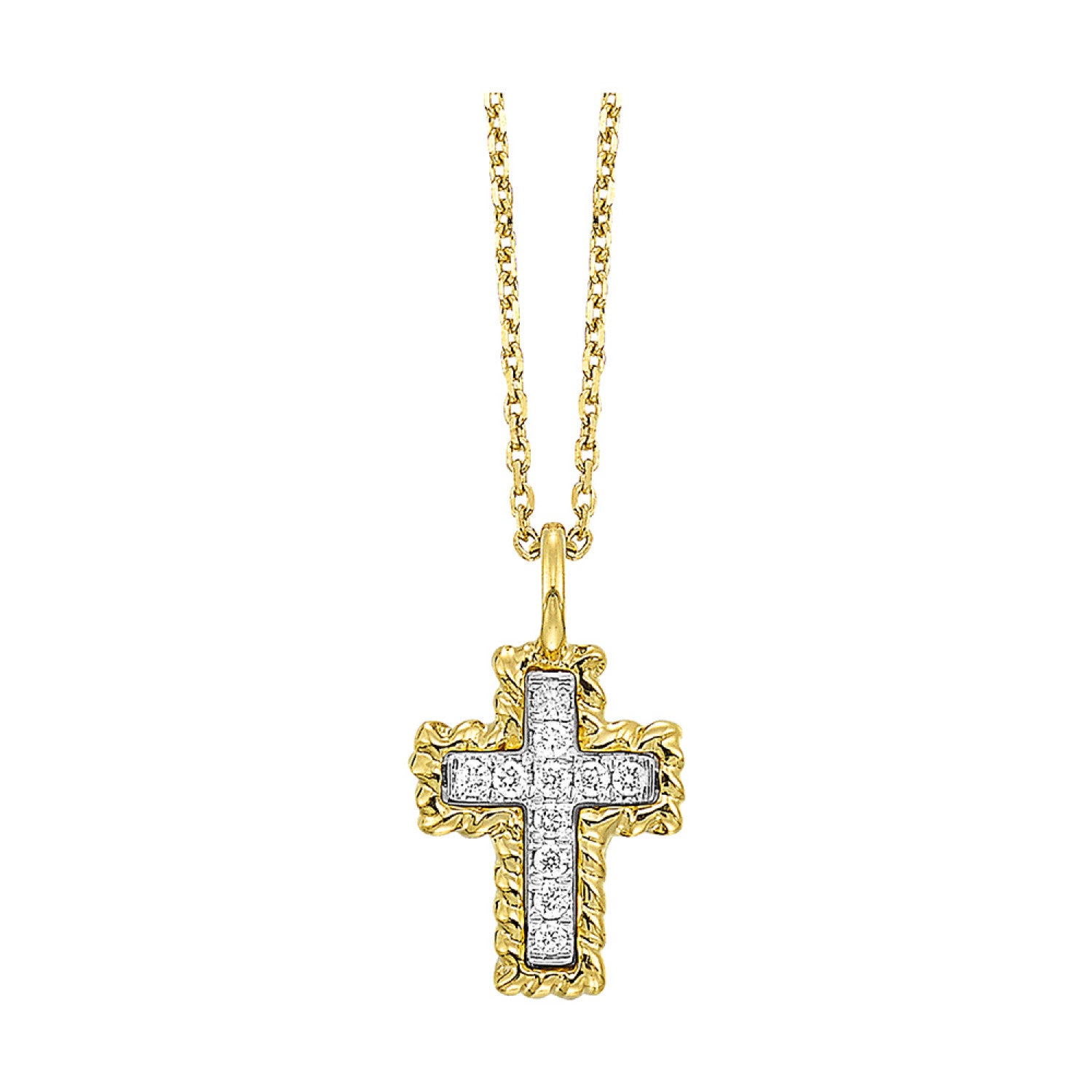 HOLIDAY GIFT GUIDE - 4B - 14K YELLOW GOLD 1/20CTW Diamond CROSS Necklace