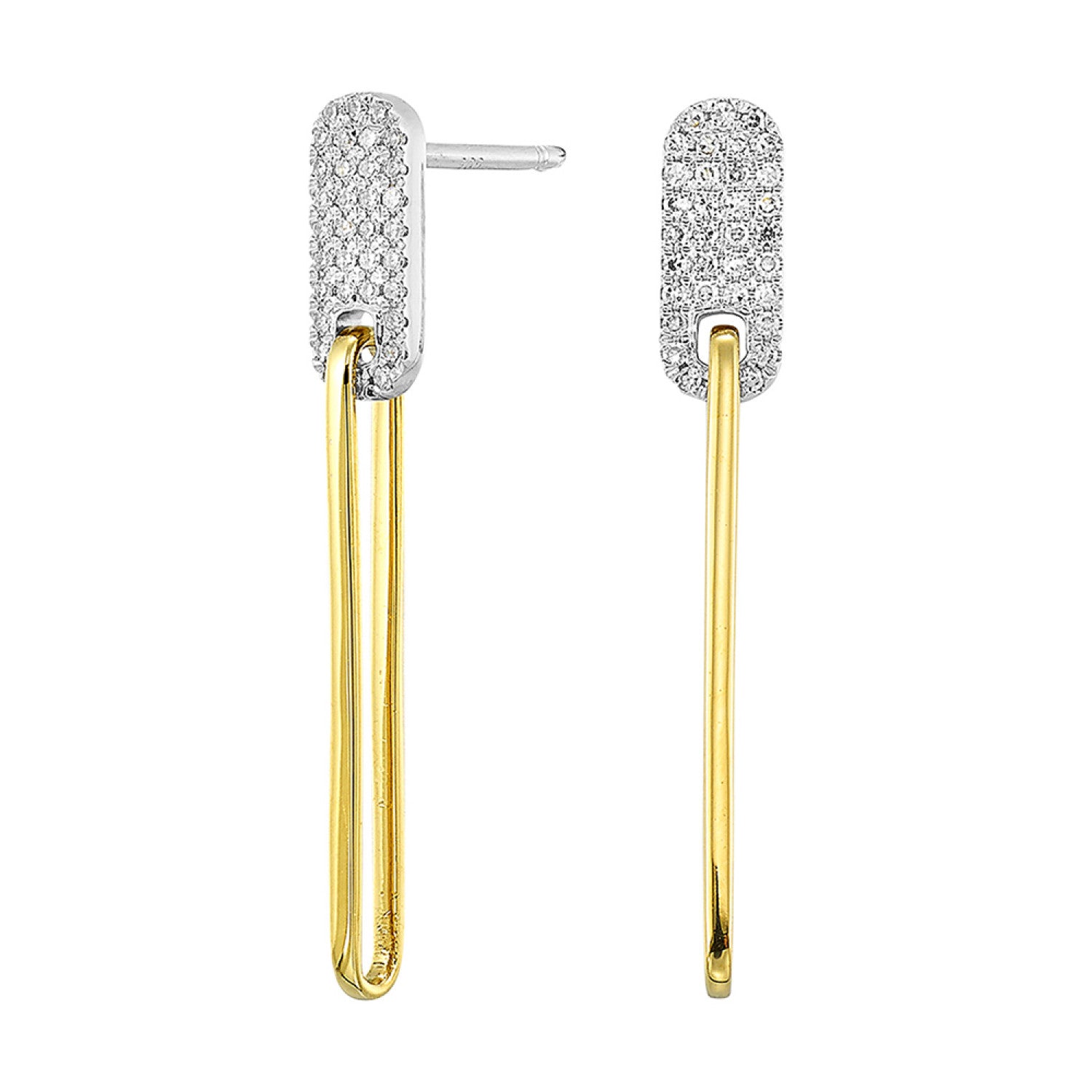 HOLIDAY GIFT GUIDE - 2k - 14K TWO TONE GOLD AND 1/7CTW Diamond EARRINGS