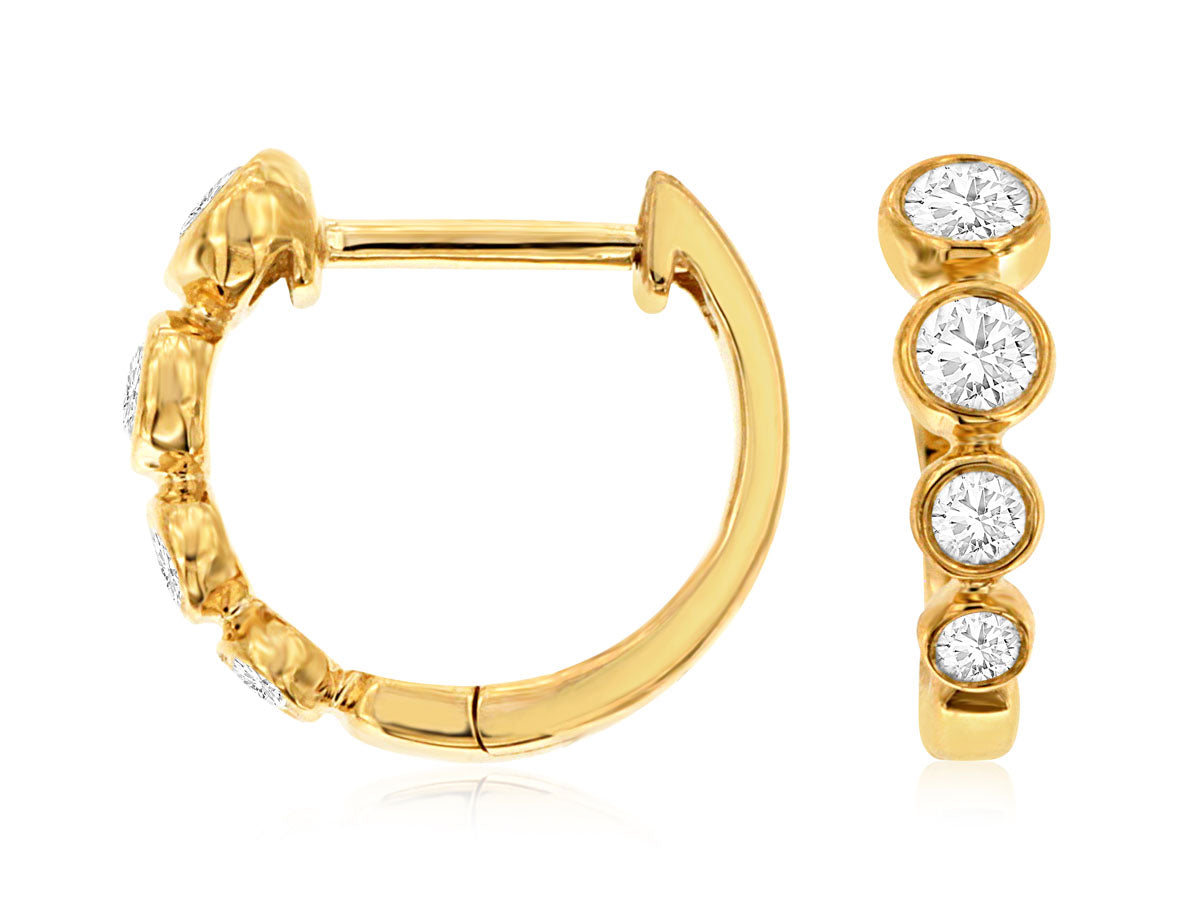 14K Yellow Gold 11MM Diamond Hoops