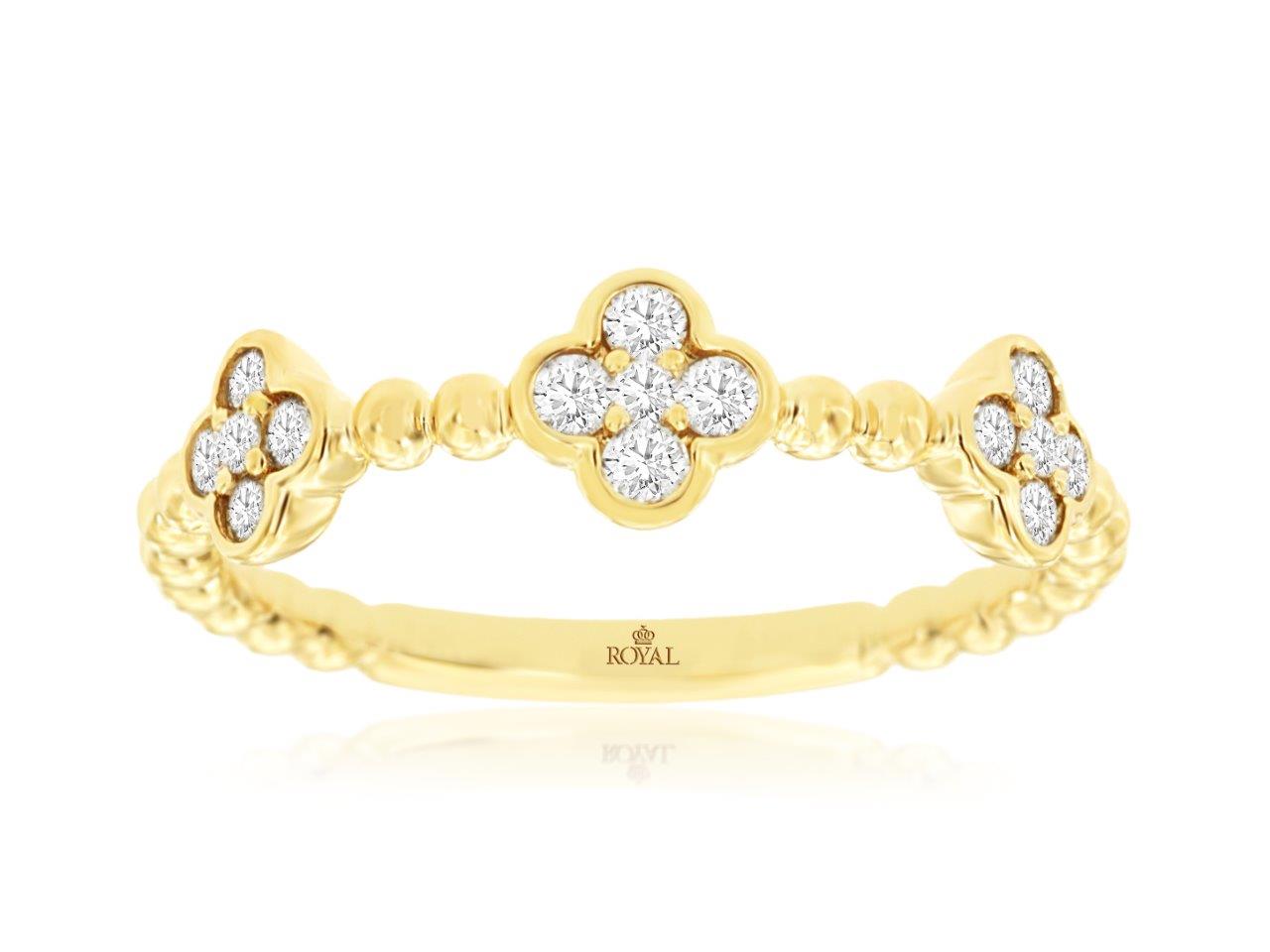 14K Gold and Diamond Cloverleaf Band