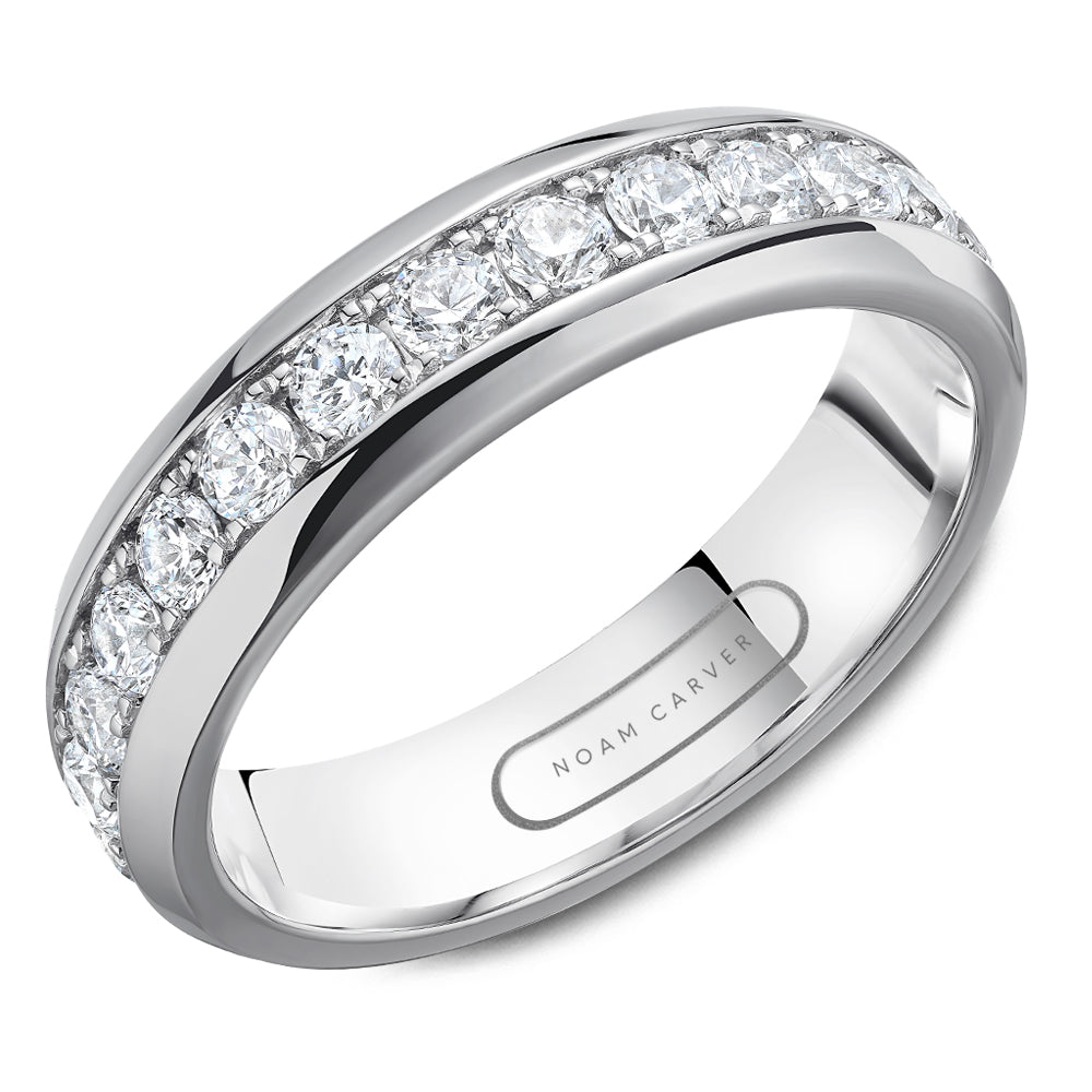 14K White Gold and Diamond Men's Wedding Band