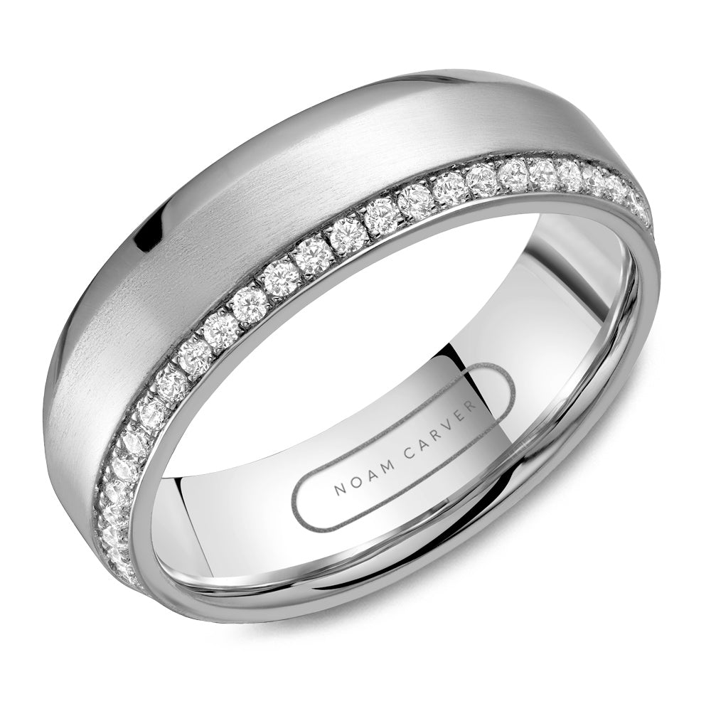 Men's 14K White Gold and Diamond Wedding Ring