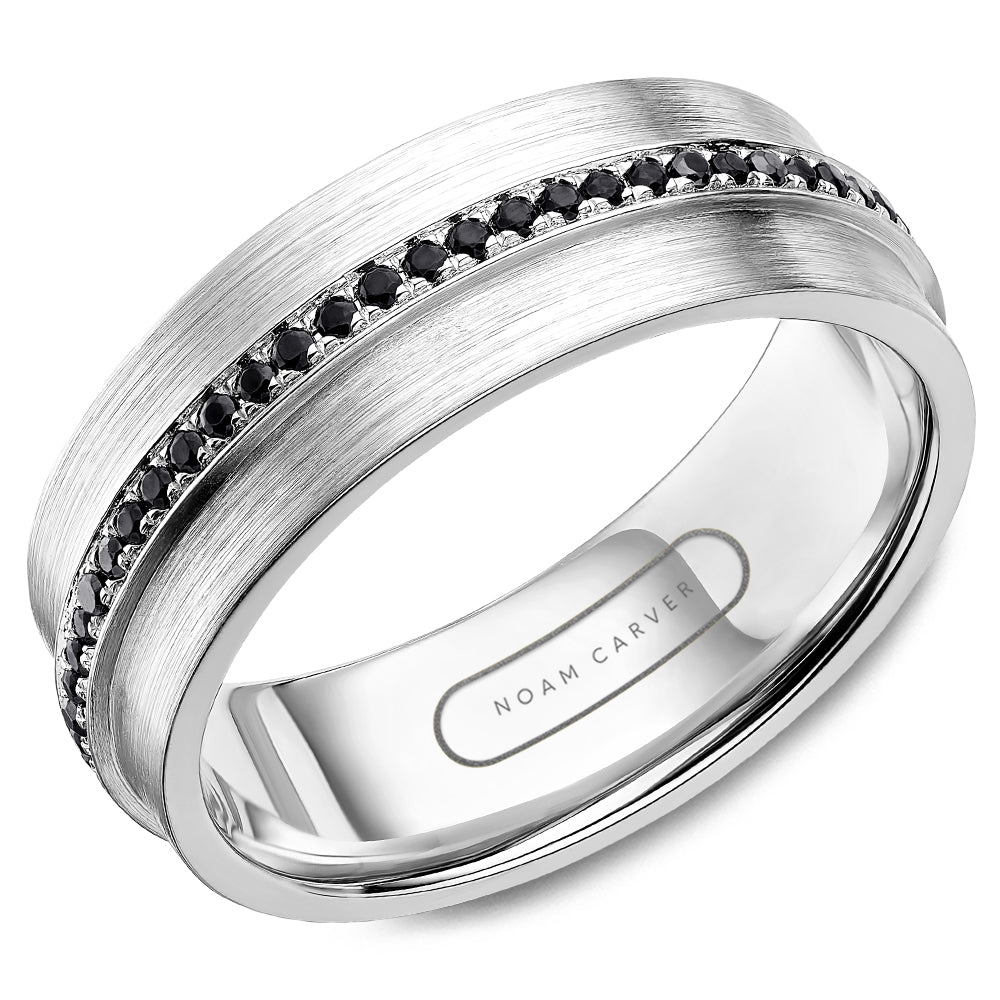 Men's 14K White Gold and Black Diamond Wedding Ring