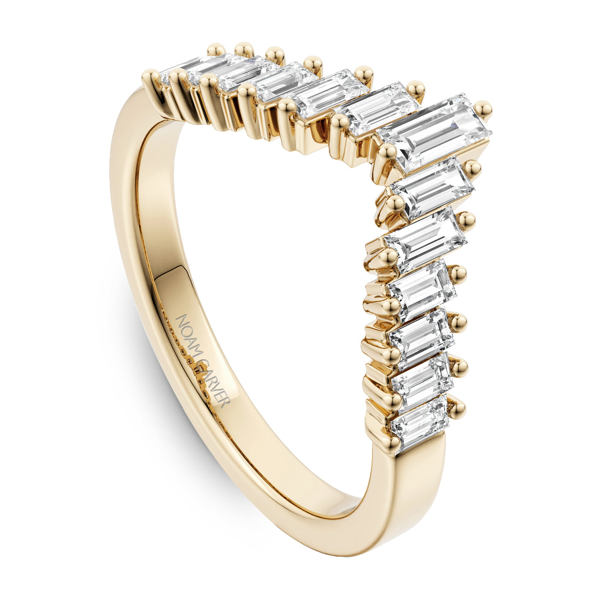 14K Yellow Gold and Diamond Baguette Wedding Band
