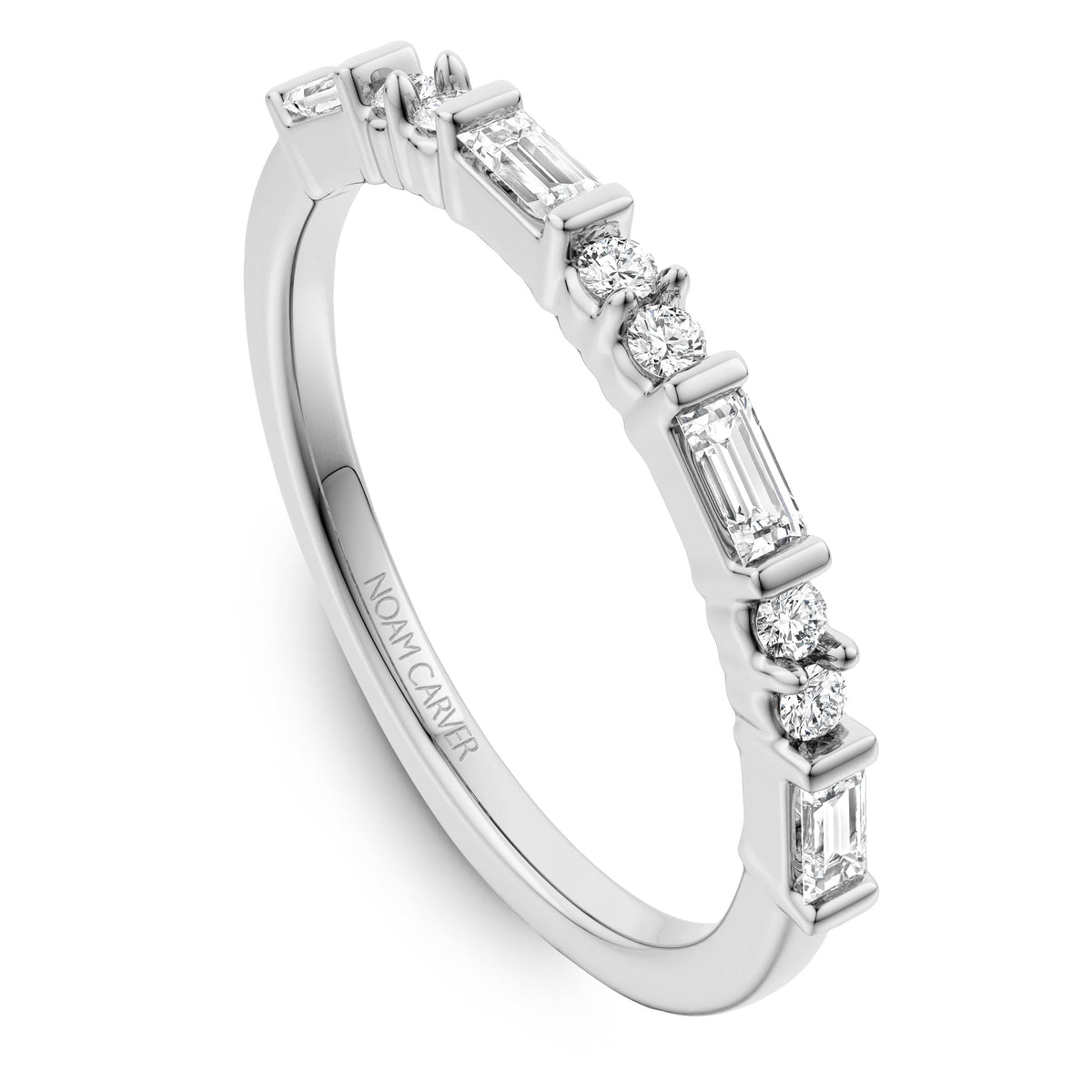 14K White Gold and Diamond Engagement Band