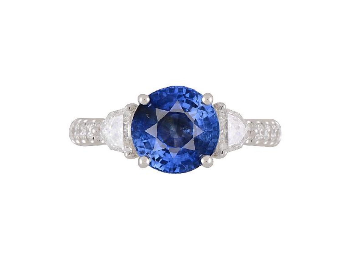 18K White Gold 3.34ct Sapphire & .70ctw Diamond Ring