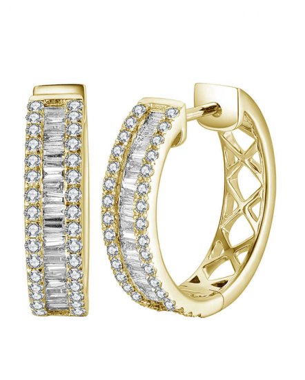 14K Yellow Gold Diamond 17 MM Hoops
