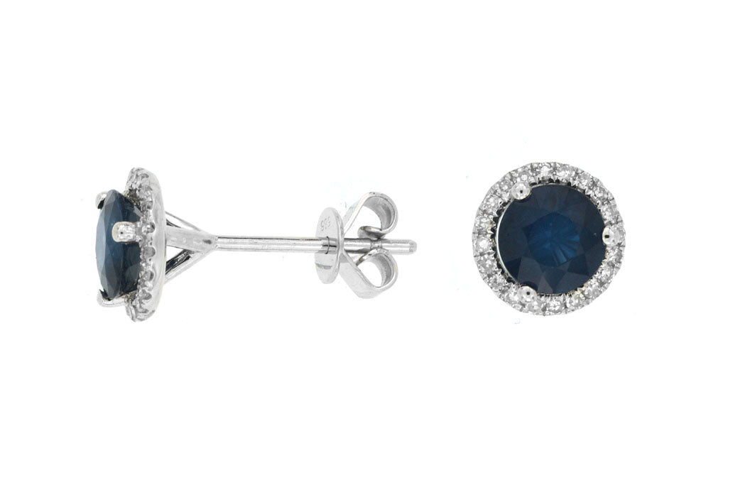 14K White Gold Sapphire and Diamond Studs