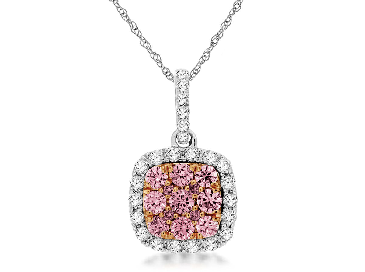 14K Pink and White Diamond Pendant