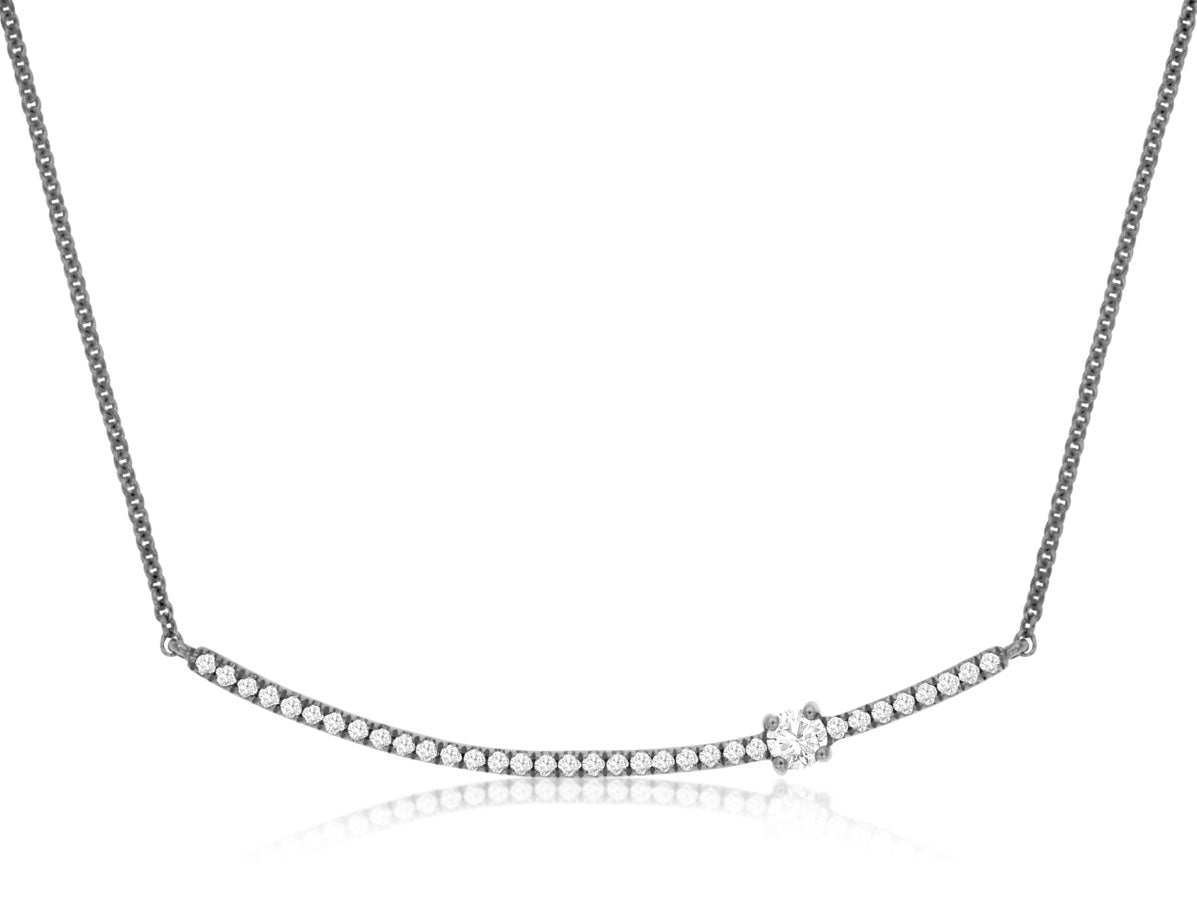 14K White Gold and Diamond Bar Necklace