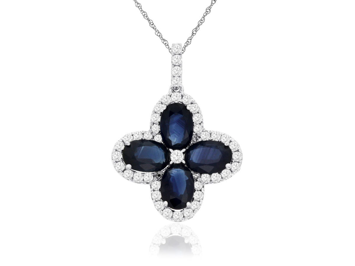 14K White Gold and Sapphire Pendant