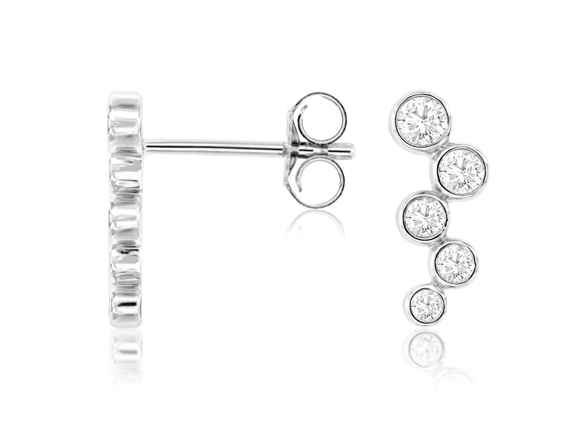 14K White Gold Diamond Earring
