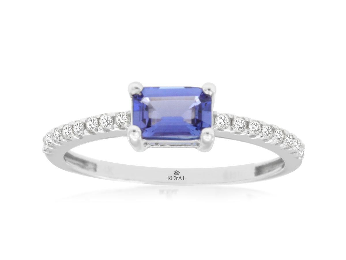 14K White Gold Tanzanite and Diamond Ring