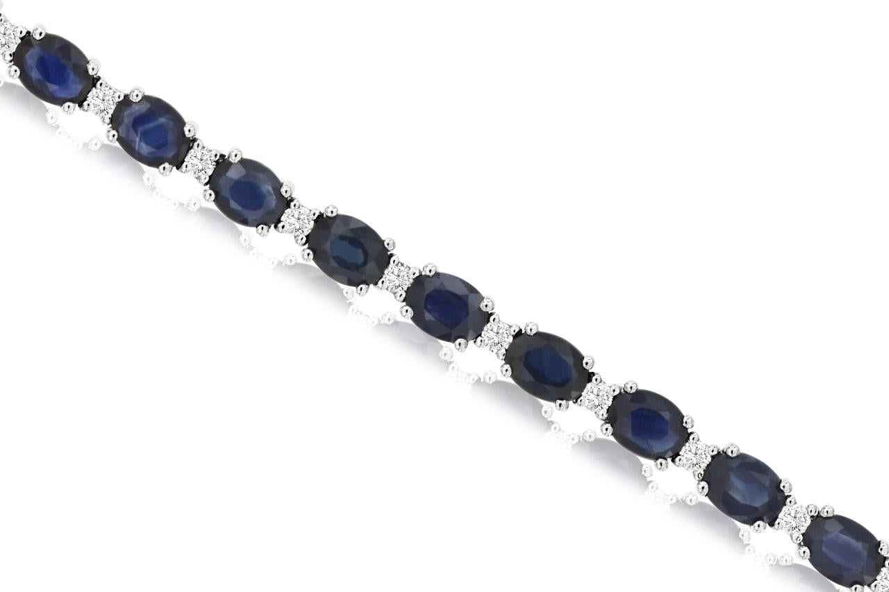 14K White Gold Sapphire and Diamond Bracelet