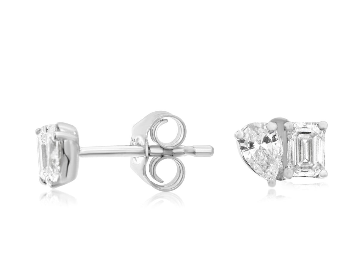 14K White Gold and Diamond Stud Earrings