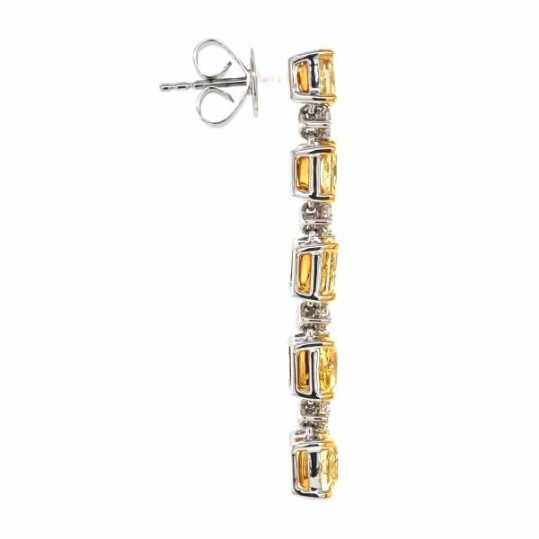 18KTT 5.01CTW Yellow And White Diamond Dangle Earrings