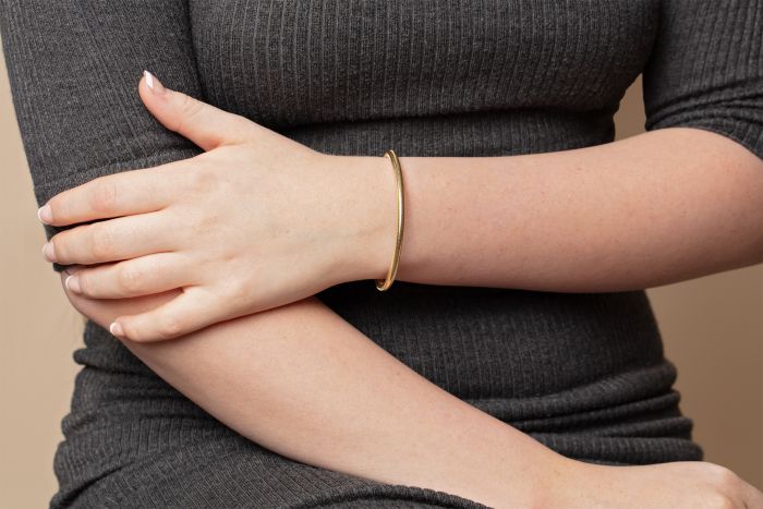 Yellow Gold Over Silver Basketweave Stretch Bangle