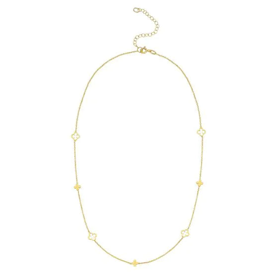 14K Alternating Clover Necklace