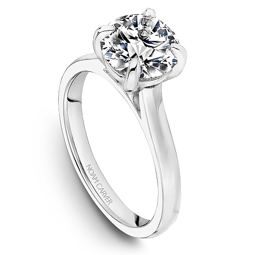 Noam Carver 14K White Gold Round Solitaire Engagement Ring b353-01A