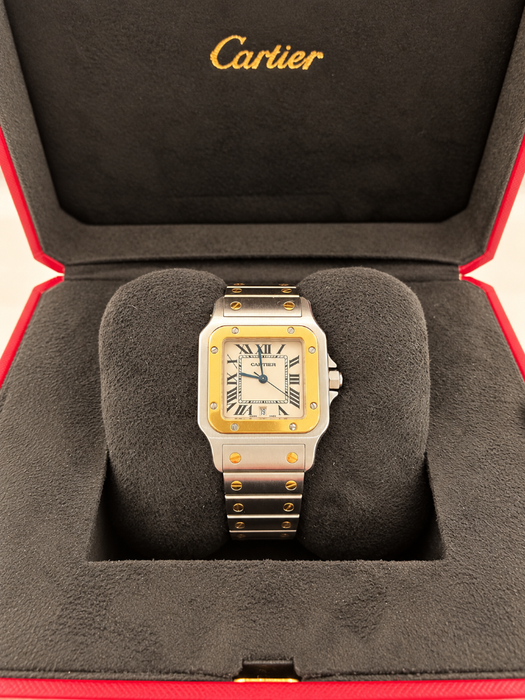 CARTIER SANTOS GALBEE TWO-TONE 18K YELLOW GOLD AND STAINLESS-STEEL QUARTZ WATCH1566