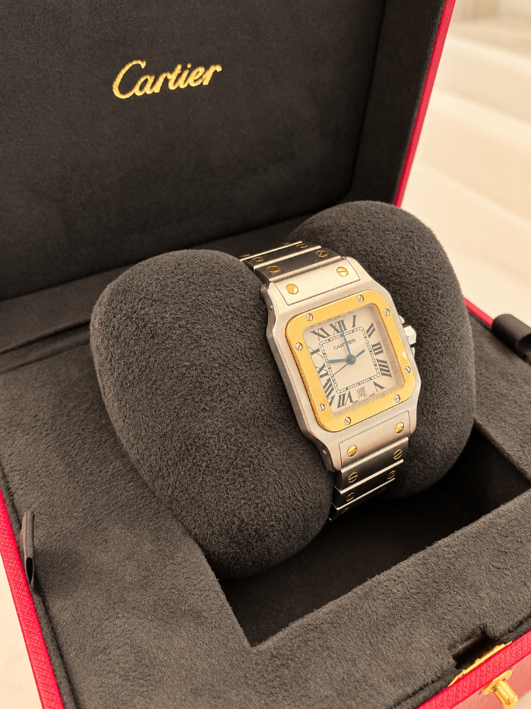 CARTIER SANTOS GALBEE TWO-TONE 18K YELLOW GOLD AND STAINLESS-STEEL QUARTZ WATCH1566