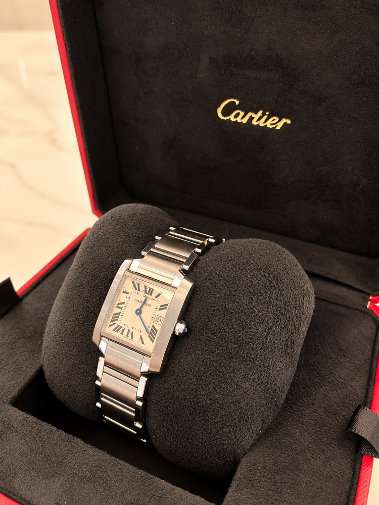 CARTIER TANK SMALL STAINLESS-STEEL QUARTZ WATCH W51008Q3