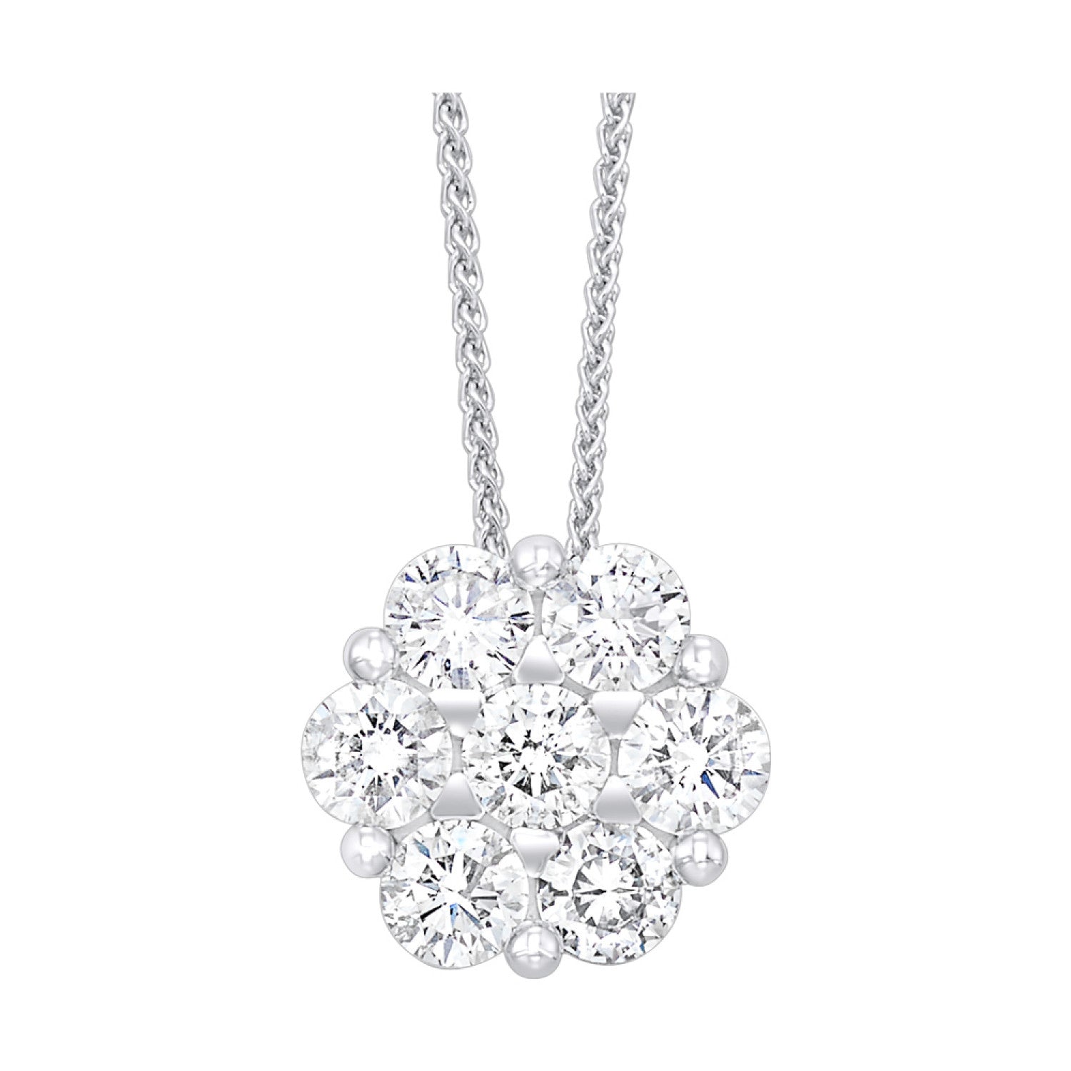 HOLIDAY GIFT GUIDE - 5f - 14K White Gold Diamond 1/4CTW Cluster Pendant With Chain