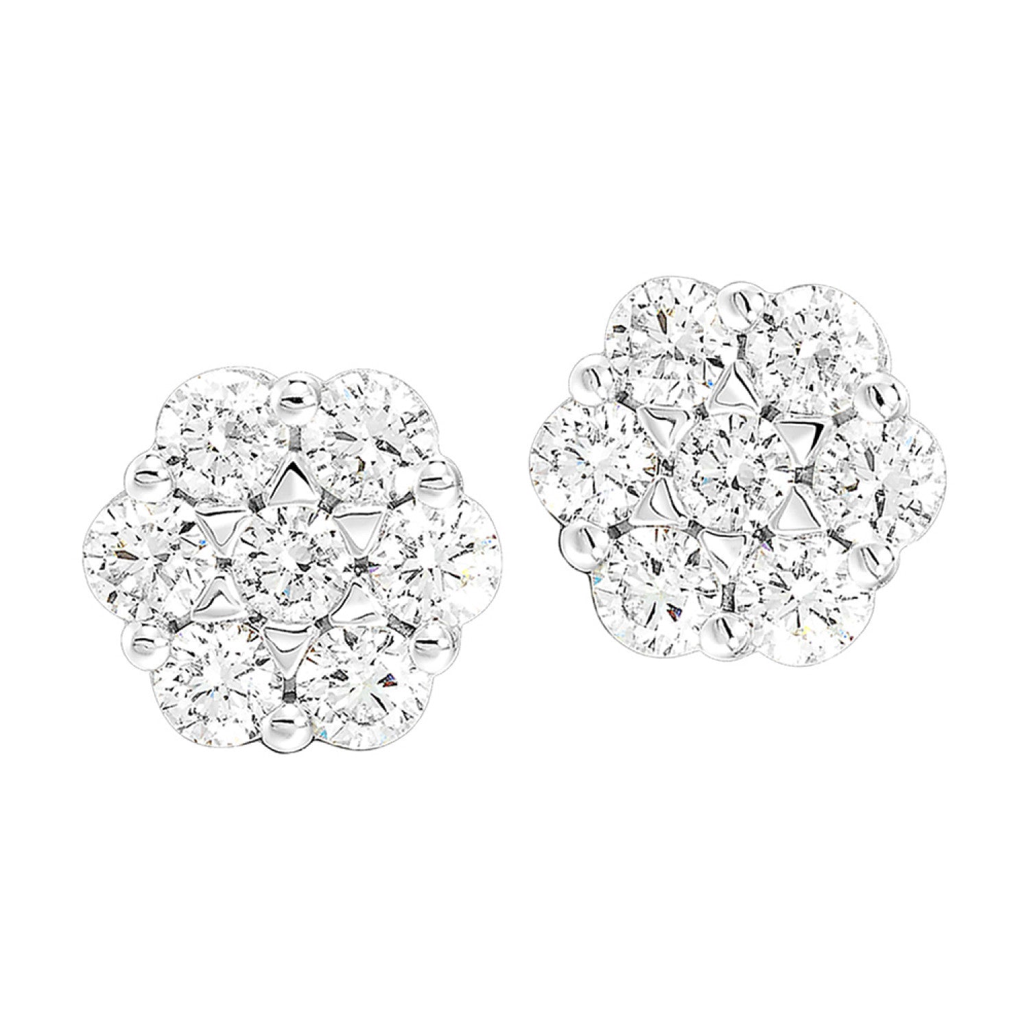 HOLIDAY GIFT GUIDE - 5g - 14K White Gold Diamond 1/8CTW Cluster earrings