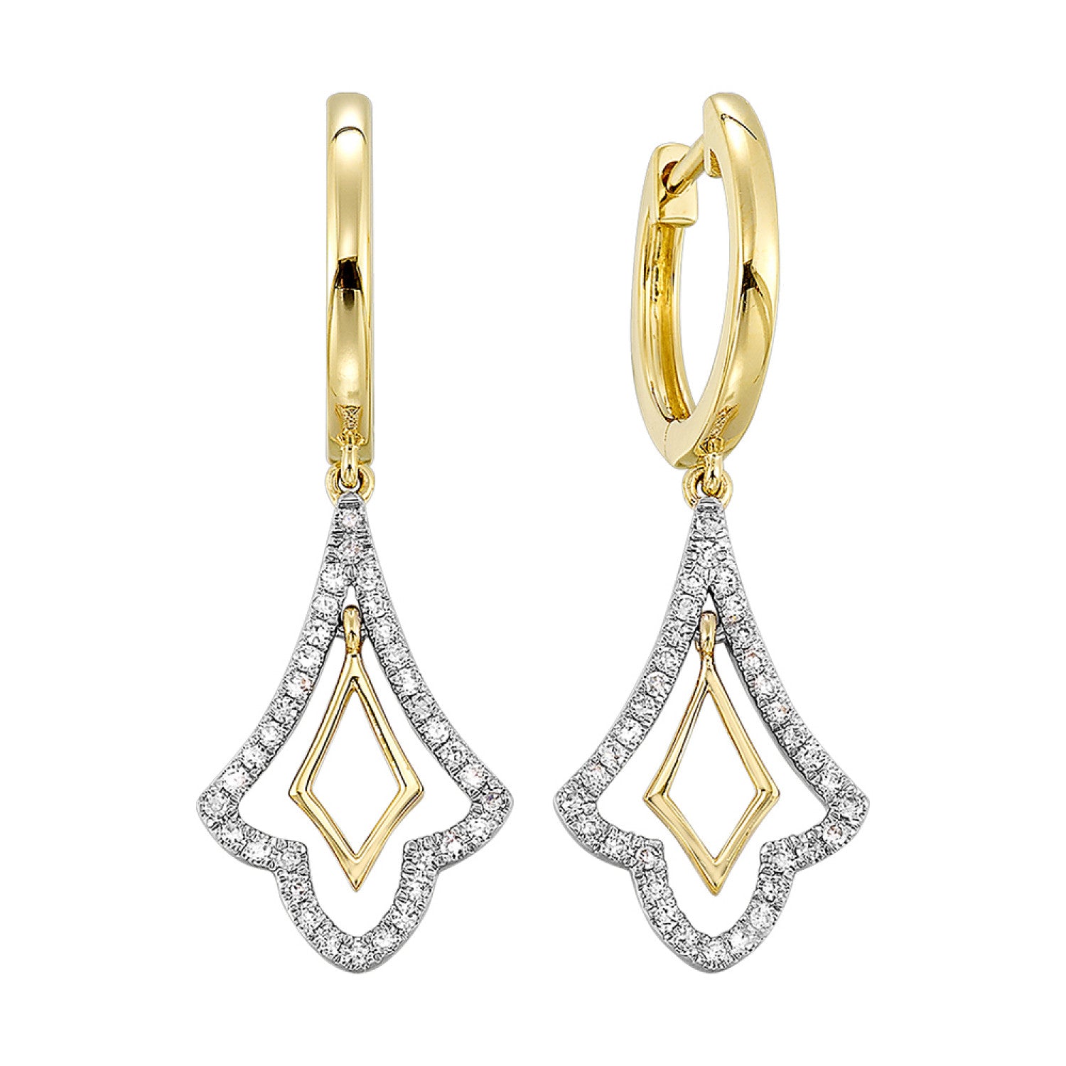 HOLIDAY GIFT GUIDE - 6D - 14K yellow Gold 1/6ctw diamond dangle earrings