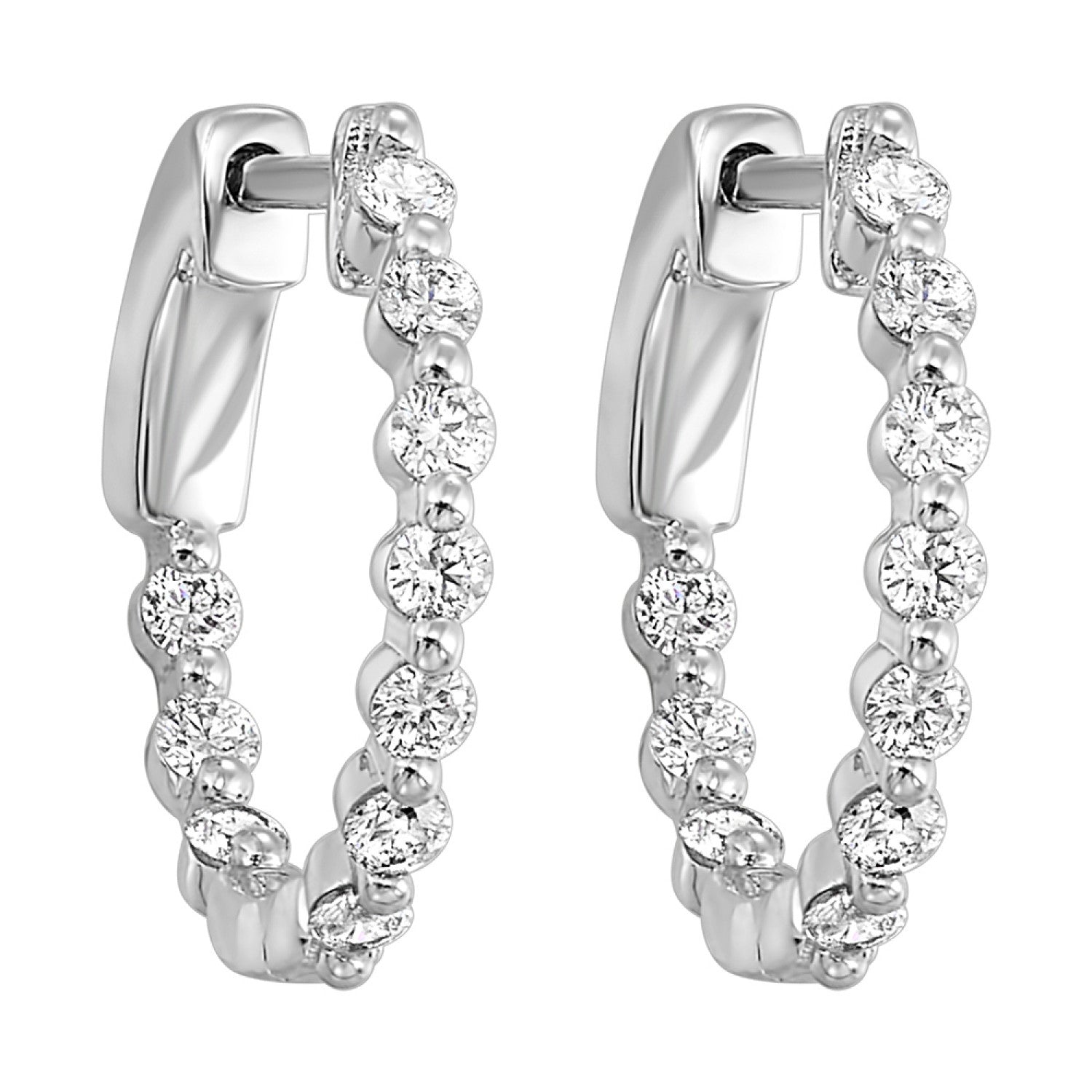 HOLIDAY GIFT GUIDE - 5h - 14K White Gold Diamond 1/2CTW Inside out hoops