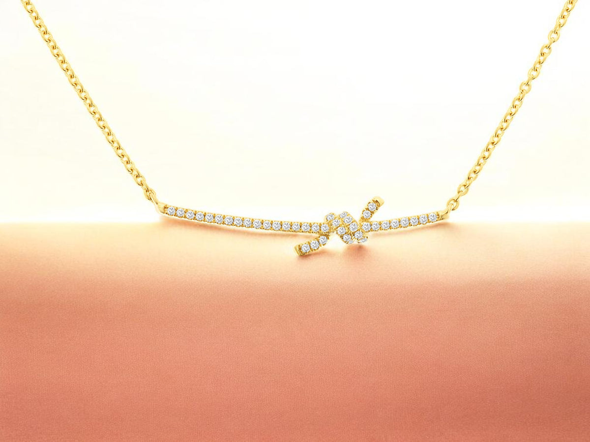 14K YELLOW GOLD DIMANOND KNOT NECKLACE