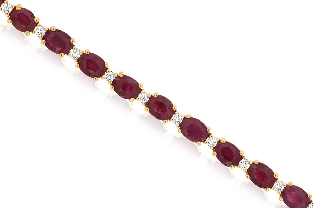 14K Yellow Gold 7.50ctw Ruby and Diamond Bracelet