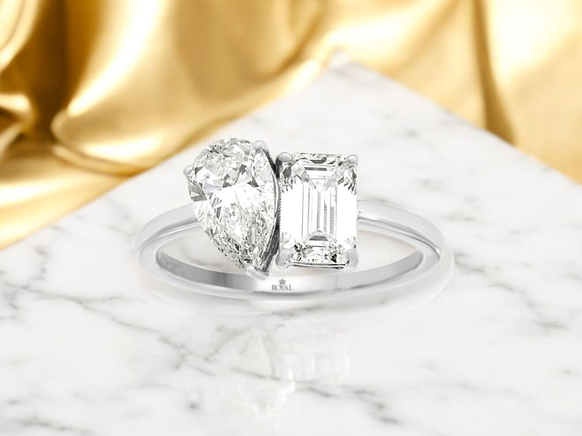 14K WHITE GOLD LAB GROWN DIAMOND TWO-STONE RING
