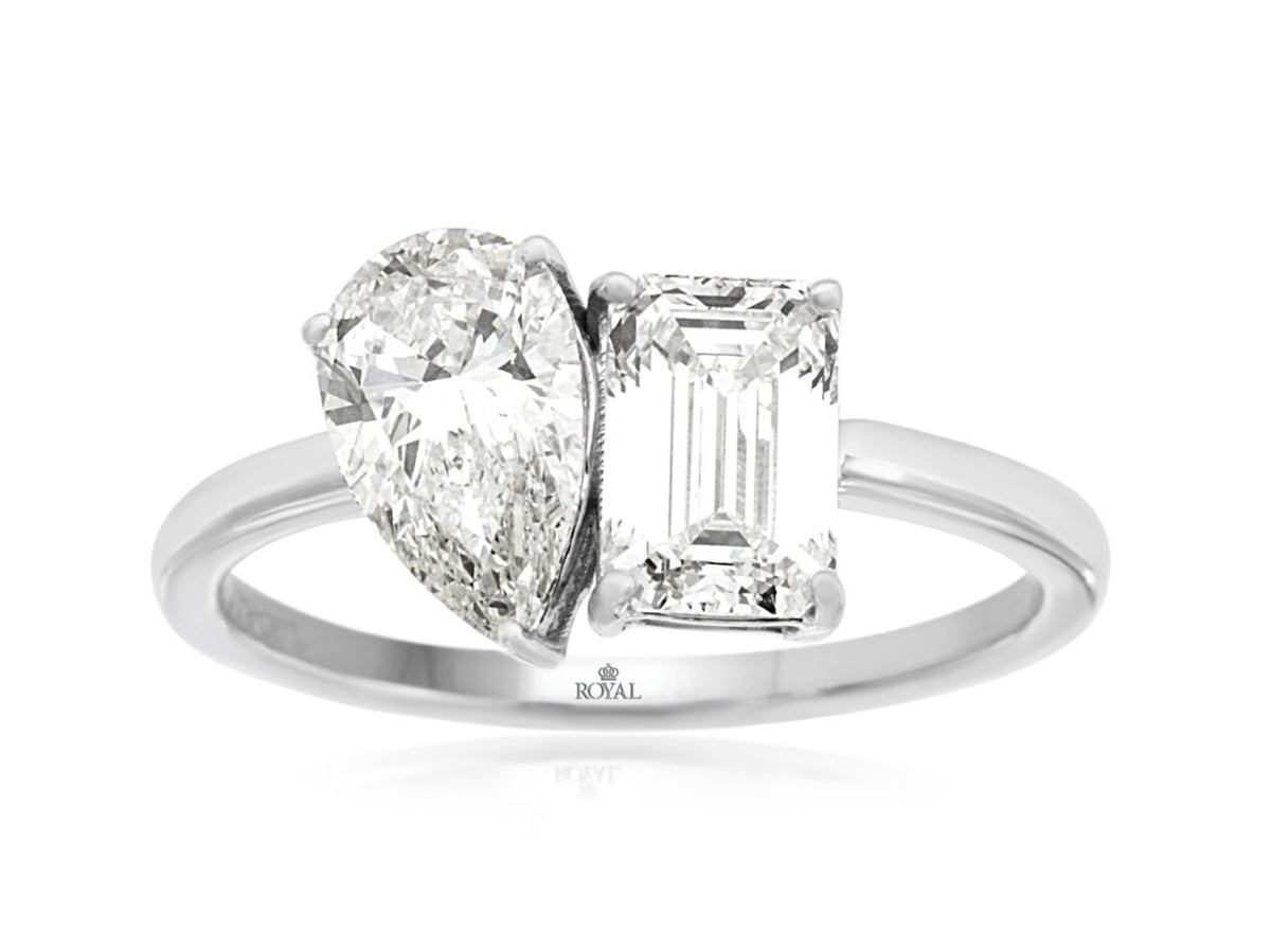14K WHITE GOLD LAB GROWN DIAMOND TWO-STONE RING