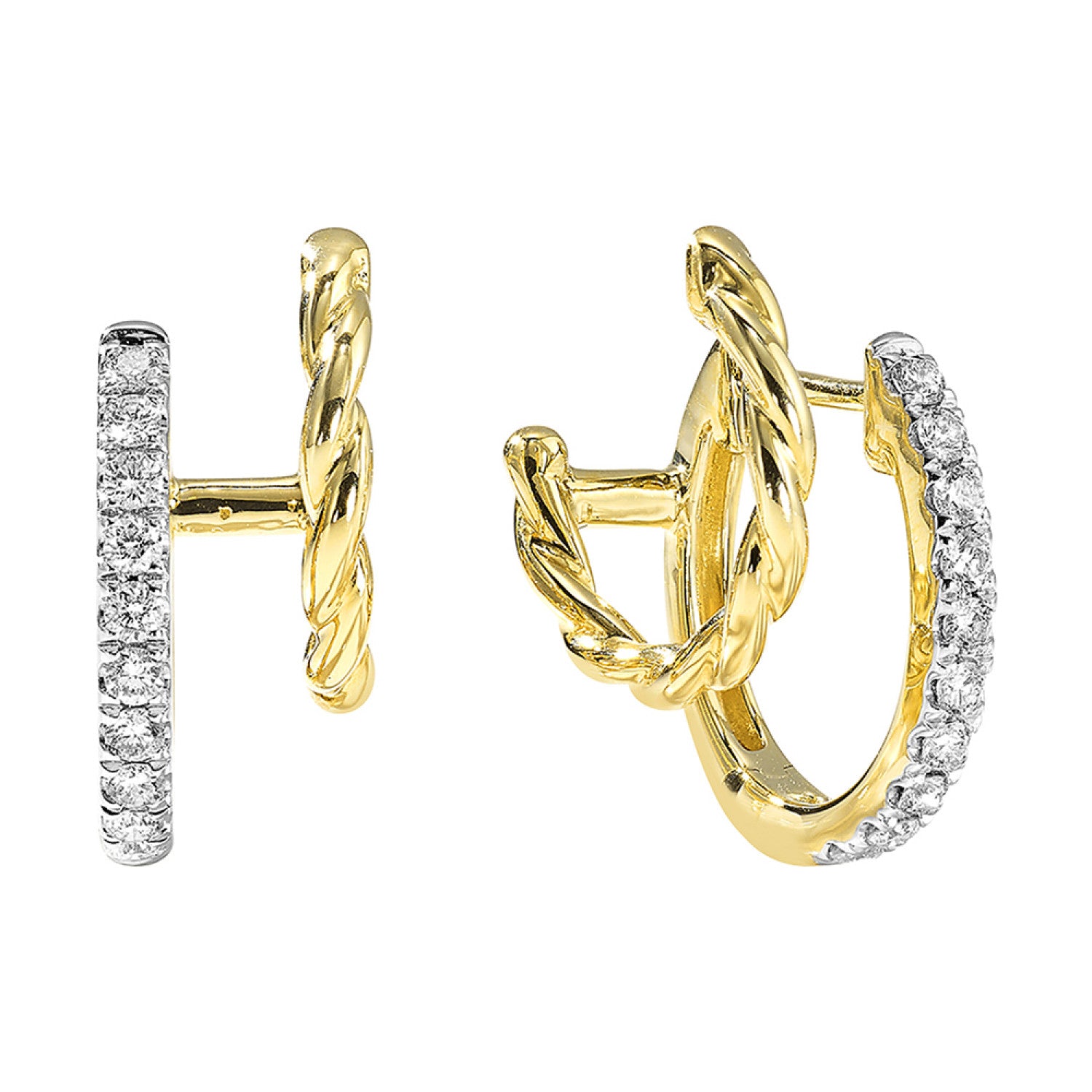 HOLIDAY GIFT GUIDE - 6c - 14K yellow Gold 1/3ctw diamond hoop earrings